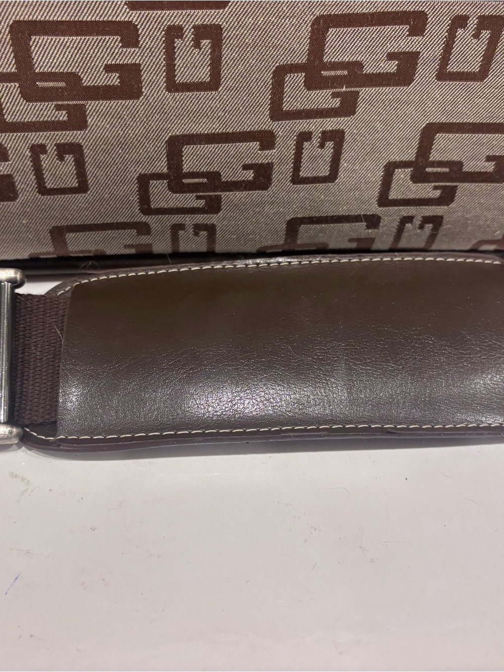 GUESS monogram laptop messenger bag brown jacquard briefcase travel shoulder 15” - Picture 5 of 9
